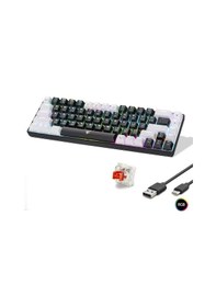 Resim Büro Ev Ofis Bilgisayarı İçin Beyaz Siyah 3mod Kırmızı Switch Mekanik Gaming Klavye 