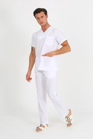 Resim Saatistan Erkek Öğrenci Forma, Zarf Yaka, Beyaz, Likrasız, Rahat ve Şık Tasarım 