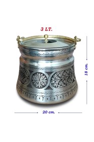 Resim Kardeşler Bakır Binbir Bakır Işlemeli Eskitme Yoğurt Bakır Bakraç 3 lt 