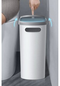 Resim 10 Litre Modern Tasarım Çöp Kovası Banyo, Ofis, Mutfak İçin Hijyenik & Pratik Atık Kutusu, Krem Krem 