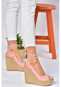Resim Fox Shoes P572180809 Pudra Bilek Bağlamalı Dolgu Topuklu Kadın Ayakkabı 