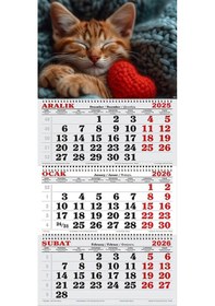 Resim 2026 Yılı Gemici Takvimi- Uyuyan Kedi Ve Kalp 