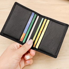 Resim Erkekler için İnce RFID Engelleme Deri Kredi Kartı Tutucu - Dokulu Bitişli, Çoklu Kart Yuvalı ve Hırsızlık Karşıtı Koruma Özellikli Profesyonel Siyah Üst Kalite Deri Cüzdan 