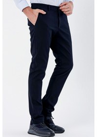 Resim İmza Koyu Lacivert Armürlü %100 Pamuk Yan Cepli Slim Fit Dar Kesim Casual Pantolon 1003235117-koyu Lacivert Koyu Lacivert 
