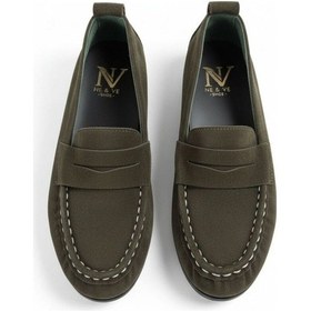 Resim Ne&ve Shoes Haki Süet Hakiki Deri Astarsız Esnek Kadın Günlük Şık Ve Rahat Loafer 