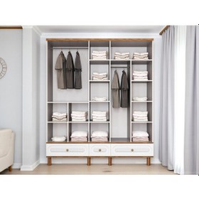 Resim Hazan 5 Kapaklı Çekmeceli Mdf Membran Dolap Gardırop Beyaz 