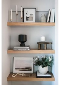 Resim Dekoratif Doğal Ahşap 3'lü Takım 65 X 15 X 4 Cm Gizli Aparatlı Raf Ahşap 