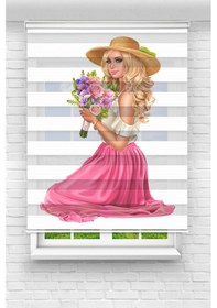 Resim Perdecizade Enxboy Çiçekli Kız Dijital Baskılı Zebra Perde-cocuk Odası-stor Perde Renkli 