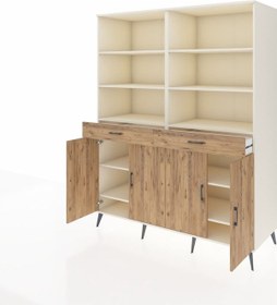 Resim Kronos Gardrop 10 Raflı 2 Çekmeceli 4 Kapaklı 176x59x221 Aytaşı-çam Çam 