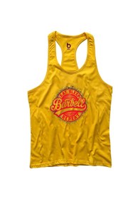 Resim Bluu Barbell Fitness Gym Tank Top Sporcu Atleti Sarı-Kırmızı 