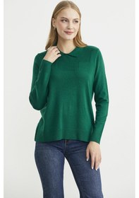 Resim Bebe Yaka Yünlü Triko Kazak - Yeşil Yeşil 