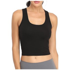 Resim Liona Kadın Siyah Renk U Yaka Yüzücü Sırtlı Crop Top Büstiyer Siyah 