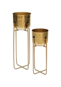 Resim Victoria Gold Desenli Metal Ayaklı Saksı Büyük Boy 