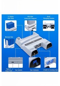 Resim Yues Ps5 Fonksiyonel Stand Ps5 Slim Fanlı Stand Ps5 Şarj Standı 