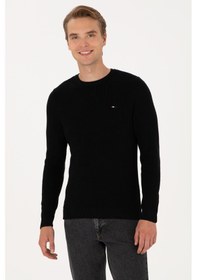 Resim U.S. Polo Assn. Erkek Slim Fit Bisiklet Yaka Siyah Basic Kazak 50313667-VR046 
