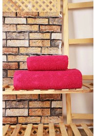 Resim Mira Home 2 Parça Jakarlı Banyo Havlu Takımı Doku Desen Fuşya Çok Renkli 