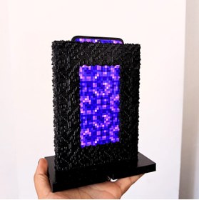 Resim Lules Minecraft Nether Portalı 3D Baskı Siyah Telefon Tutacağı Şarj Standı 