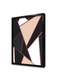 Resim Bej Siyah Soyut İkili Çerçeveli Mdf Tablo Seti-172264 