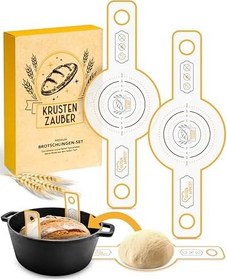 Resim KRUSTENZAUBER Yuvarlak ekmek askısı 2'li set – ekmek pişirme aksesuarı olarak uzun ömürlü silikon – Pişirme altlığı ekmeğin tencereden sorunsuz bir şekilde kaldırılmasını sağlar – Ekmek pişirme matı 