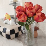 Resim 6 Başlıklı İpek Yıkanmış Kenarlıklı Çiçekler, Ev Dekoru İçin Kırmızı Yapay Çiçekler, Tüm Mevsimler İçin Bahar, Noel, Şükran Günü, Sevgililer Günü, Mezuniyet, Ulusal Büyükler Günü, Masaüstü Dekorasyonu İçin İdeal, Kaplama İçermez 