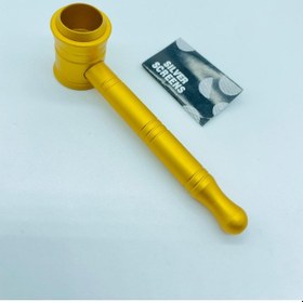 Resim Alcan Metal Pipo Sarı 2 Parça Süzgeçli Pipe 10 CM 