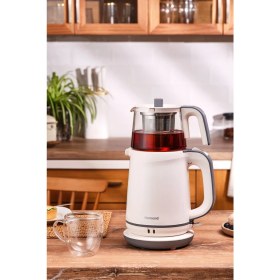 Resim Krem Ekru Çay Makinesi 1745H, Pratik ve Şık Kullanım Sağlar. 