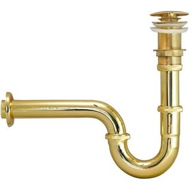 Resim İsaoğlu Yapı Gold Lavabo Gideri Komple Pirinç Lavabo Sifonu Gold Renk Lavabo Süzgeci Çift Kademe Gold 