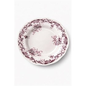 Resim 24 Parça 6 Kişilik Mürdüm Floral Desen Porselen Yemek Takımı 