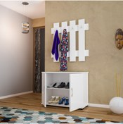 Resim Modilayn 2 Kapaklı Dolaplı 4 Askılıklı Portmanto Vestiyer 