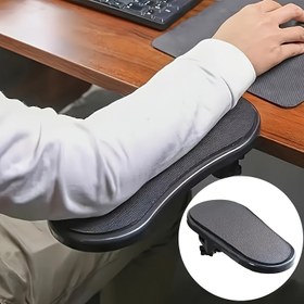 Resim 1 Adet Ergonomik Masa Kol Dayama Uzatıcı - Oyun ve Ofis için Rahat Dirsek Desteği, Siyah Yapay Deri Yastık, Klavye ve Fare Ayarımı İçin İdeal, Ayarlanabilir Kayışlar ile Oyuncular için Masa Aksesuarı 