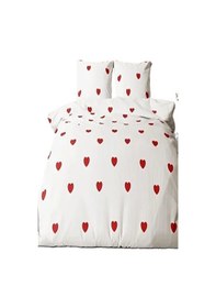 Resim More Home Lastikli Çarşaflı Tek Kişilik Nevresim Takımı Kalp Desen 