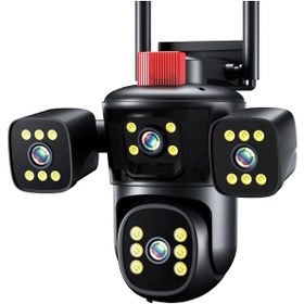 Resim PASACO 8mp 4k Ultra Hd Gece Görüşlü 3 Lensli Hareket Takipli Alarmlı Wifi Kamera Ip Güvenlik Kamerası 