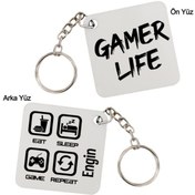 Resim Gamer Life Oyuncuya Hediye Isimli Kişiye Özel Anahtarlık 