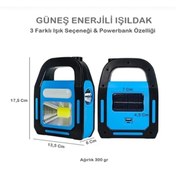 Resim Güneş Enerjili Işıldak ve Powerbank Özellikli Kamp Lambası 