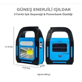 Resim Güneş Enerjili Işıldak ve Powerbank Özellikli Kamp Lambası 