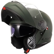 Resim Ls2 Strobe 2 Güneş Vizörlü Çene Açılır Motosiklet Kaskı Mat Yeşil 