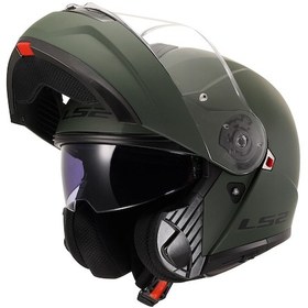 Resim Ls2 Strobe 2 Güneş Vizörlü Çene Açılır Motosiklet Kaskı Mat Yeşil 