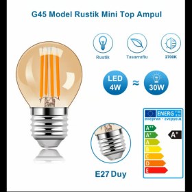 Resim Tg Tek-İş Global G45 Rustik LED Ampul 4W E27 Duy 2700K Gün Işığı Mini Top Filament Ampul 
