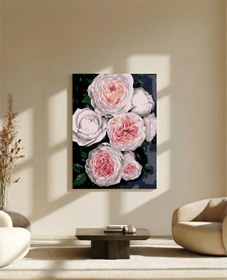 Resim Tabdiko Sayılarla Boyama Seti 40 x 50 cm Tuval Şasesine Gerili Beyaz Güller 