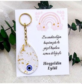Resim Damla Modeli Epoksi Anahtarlık Kağıt Üzeri Yenidoğan Hed(25 Adet) 