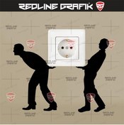 Resim Redline Grafik Taşıyan Adam Priz Sticker 