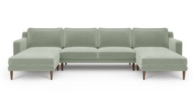 Resim Klem Slim 348 x 171 Köşe Ahşap Ayak - Kadife - Kül Gri / Koyu / Kalıcı Form 