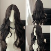 Resim Kadınlar için Elegant 26 inç Uzun Dalgalı Peruk, Kahverengi ve Siyah, Yüksek Sıcaklık Lif, Gül Ağ Şapka, 150% Yoğunluk, Loose Dalga Stili, Tüm Durumlarda Esnek 