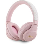 Resim Guess Kulak Üstü Bluetooth Kulaklık Guess Lisanslı PU 4G Desen Metal Logolu Tone On Tone V5.3 Pembe 