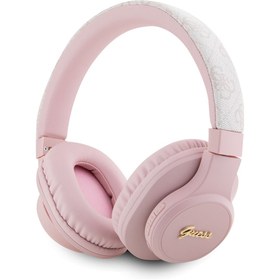 Resim Guess Kulak Üstü Bluetooth Kulaklık Guess Lisanslı PU 4G Desen Metal Logolu Tone On Tone V5.3 Pembe 
