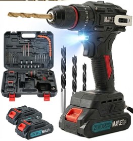 Resim MAVLET 21V Kömürsüz Motor Çift Akü Çelik Mandren 65 Nm Tork Darbeli Vidalama Şarjlı Matkap seti 