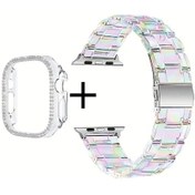 Resim Sunshine022 iOs Watch Uyumlu Ultra 3/2/1 Se S10 S9 S8 S7 S6 S5 S4 S3 S2 Serisi 49mm Karışık Renk Parlak Zirkon Kayış 