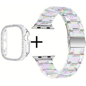 Resim Sunshine022 iOs Watch Uyumlu Ultra 3/2/1 Se S10 S9 S8 S7 S6 S5 S4 S3 S2 Serisi 49mm Karışık Renk Parlak Zirkon Kayış 