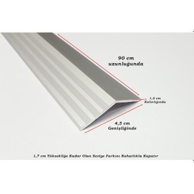 Resim Alüminyum Kapı Eşik Profili Zemin Parke Seviye Profili 90 CM Gri 