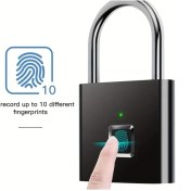 Resim Sunshine011 10 Parmak İzi Mini Akıllı Parmak İzi Kilitli Çanta, Usb Şarjlı, Paslanmaz Çelik, Evrensel Uyumlu, Siyah 